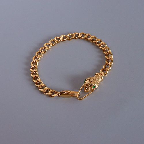 Bracelet En Chaîne ¿Il De Serpent Vert Couleur Or, Accessoire De Personnalité Pour Femmes, Punk Hip Hop, Chaîne Épaisse, Tendance, Bijoux