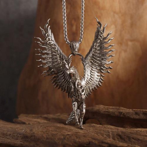 Pendentif Bête Ange À Quatre Ailes Pour Hommes Et Femmes, Collier De Déesse Saint Angel, Cadeau De Bijoux Cancers De Dessin Animé, Tendance Des Travailleurs