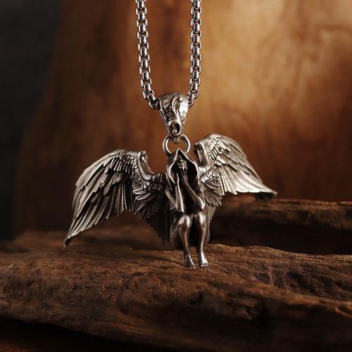 Pendentif Bête Ange À Quatre Ailes Pour Hommes Et Femmes, Collier De Déesse Saint Angel, Cadeau De Bijoux Cancers De Dessin Animé, Tendance Des Travailleurs