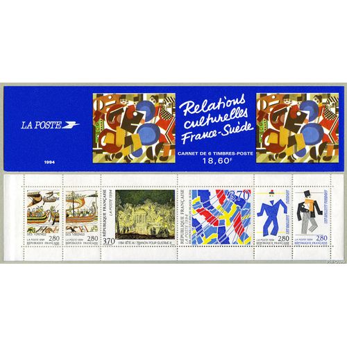 France 1994, Très Belle Bande Carnet Neuve** Luxe Yvert 2872, Timbres 2866 À 2871, Relations Culturelles France Suède.
