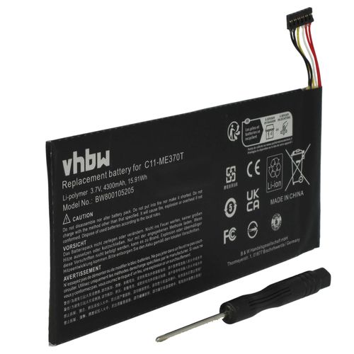 Vhbw Batterie Compatible Avec Google Nexus 7 32gb (2012), 7 16gb (2012), 7 8gb (2012) Tablette Pad (4300mah, 3,7v, Li-Polymère)