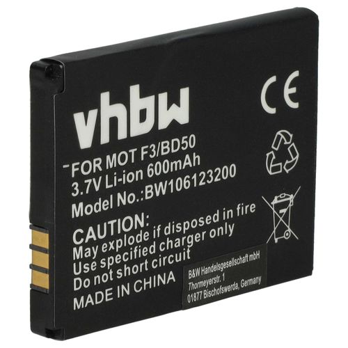 vhbw Batterie remplacement pour Motorola SNN5796, SNN5796A, BD50 pour téléphone fixe sans fil (600mAh, 3,7V, Li-ion)