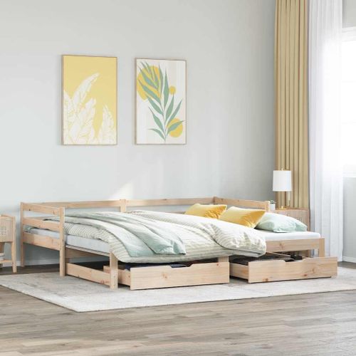 Vidaxl Lit De Jour Avec Tiroirs Sans Matelas 90x200 Cm Bois Massif