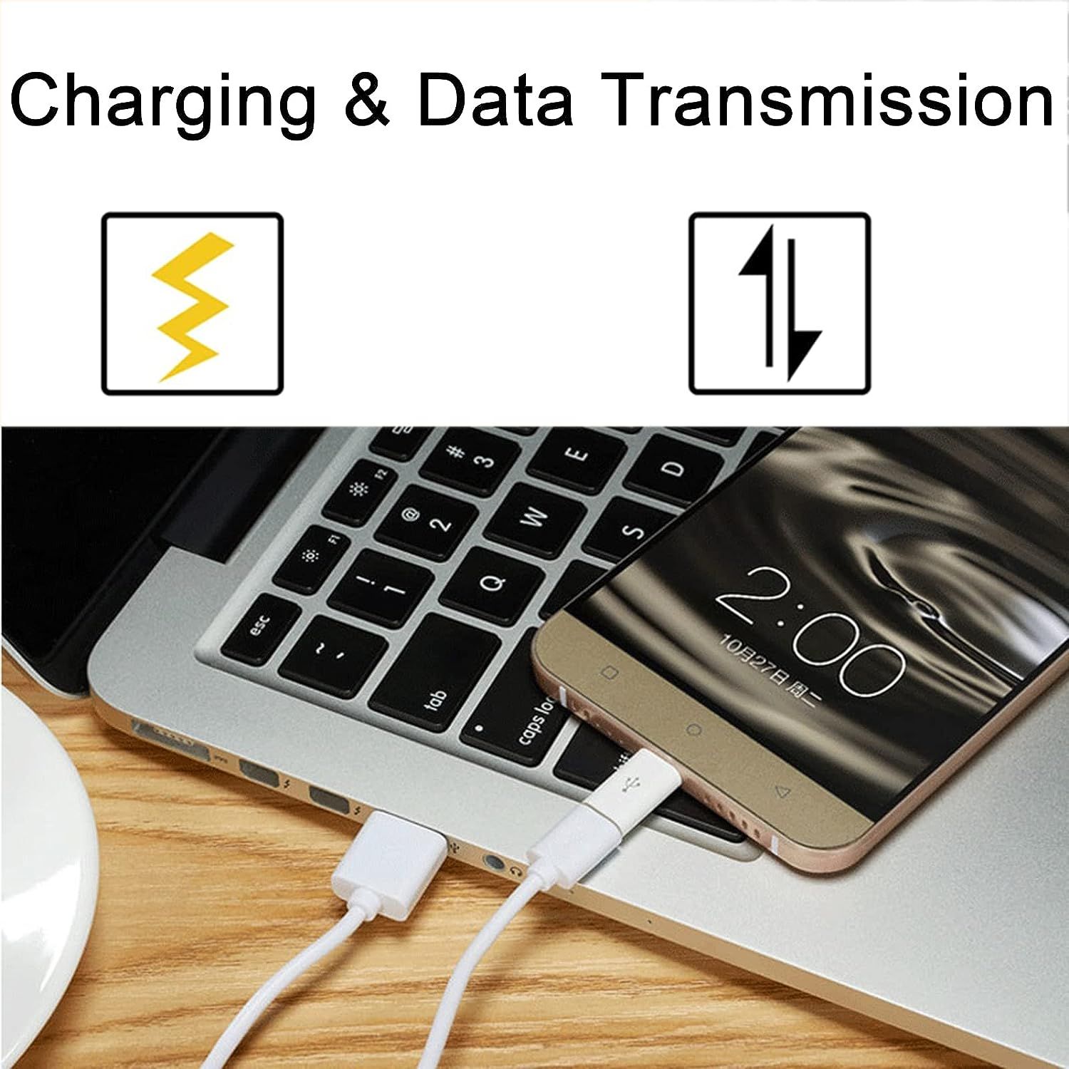 2 Pices USB C Adaptateur,Adaptateur USB C vers Micro USB Co... - 4