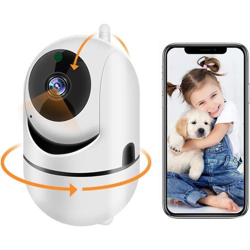 3 pièces Caméra Surveillance WiFi Intérieur, Caméra WiFi pour Bébé Animal Domestique 1080p Intelligente pour Détection de Mouvement avec Vision Nocturne Audio Surveillance à Distance