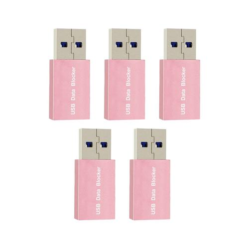 5 PièCes USB Data Blocker Charge-Only USB Blocker Adapter pour Blocking Data Sync Protect Against Juice Jacking Rose