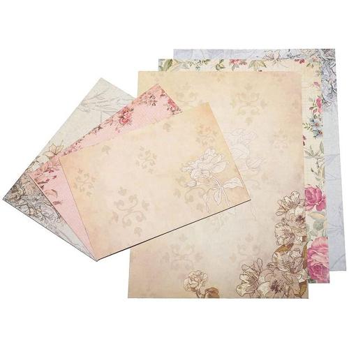 30 Pièces Séries Vintage Papeterie Papier D'écriture Floral Enveloppes Assorties Ensembles Pour Lettres D'écriture Manuscrite, Couleurs Assorties