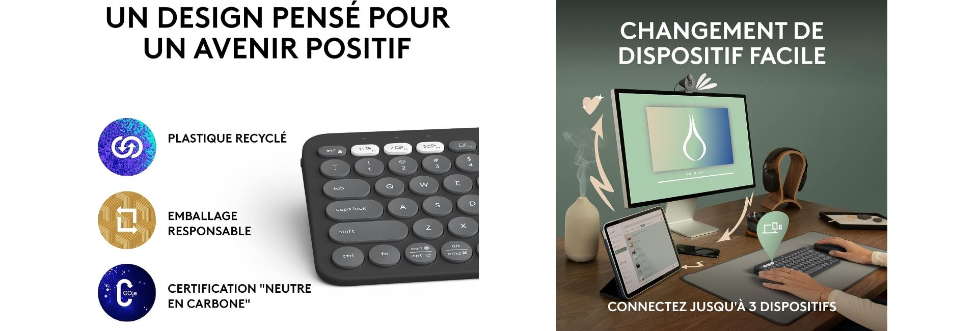 Logitech Pebble Keys 2 K380s clavier Bluetooth multidispositif image 1 | Rakuten