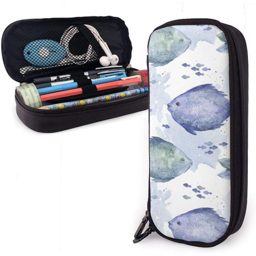 Trousse ¿¿ Crayons Poisson Bleu Aquarelle Grande Capacit¿¿ Stylo Crayon