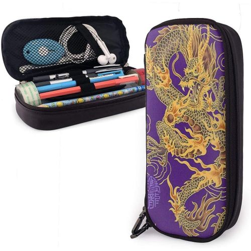 Yellow Dragon Purple Background Trousse ¿¿ Crayons Grande Capacit¿¿ Sac ¿¿ Crayons