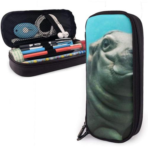 Trousse ¿¿ Crayons B¿¿B¿¿ Hippopotame Trousse ¿¿ Crayons En Cuir Grande Pochette ¿¿ Crayons Grande Capacit¿¿ Sac ¿¿ Crayons