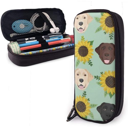 Trousse ¿¿ Crayons Labrador Floral Tournesol Chien Pochette ¿¿ Crayons Sac ¿¿ Crayons ¿¿ Glissi¿¿Re