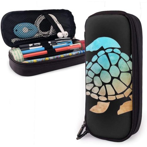 Trousse ¿¿ Crayons Space Aquarelle Tortue Noir Pochette ¿¿ Crayons ¿¿Tui ¿¿ Crayons En Cuir Imperm¿¿Able L¿¿Ger Grand Sac ¿¿ Stylos