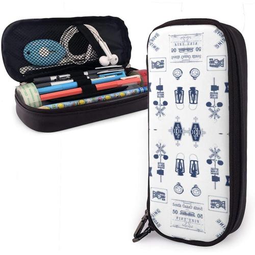 Trousse ¿¿ Crayons Marine Symboles De Chemin De Fer Trousse ¿¿ Crayons Trousse En Cuir Mignon Grande Capacit¿¿ Grand Sac ¿¿ Stylo