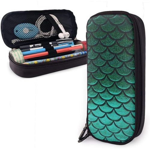 Trousse ¿¿ Crayons Vert Pastel ¿¿Cailles De Poisson Pochette ¿¿ Crayons Grande Capacit¿¿ Trousse ¿¿ Crayons En Cuir L¿¿Ger Pour Les
