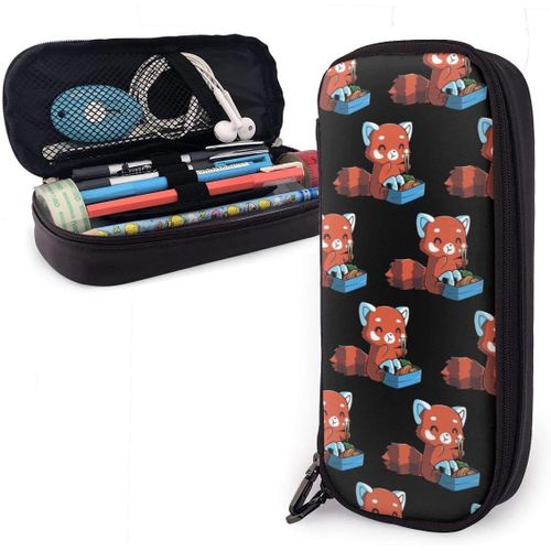 Trousse ¿¿ Crayons Panda Rouge Mangeant Ramen Trousse ¿¿ Crayons Grande Capacit¿¿ Trousse En Cuir Sac ¿¿ Crayons Dr?Le
