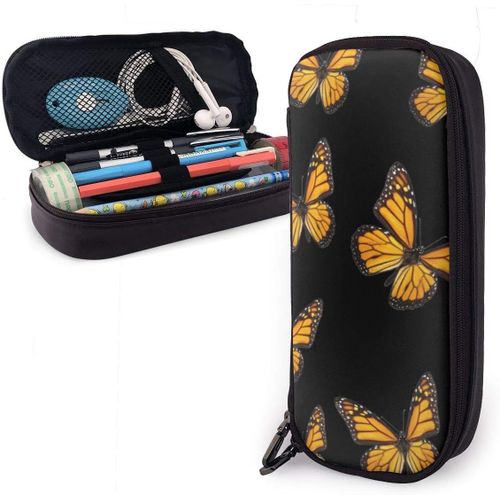 Trousse ¿¿ Crayons Papillon Volant Pochette ¿¿ Crayons L¿¿Ger Organisateur Papeterie Sac Compartiments Cuir