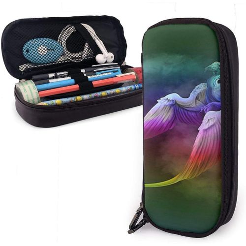 Trousse ¿¿ Crayons Dragon Phoenix Arc-En-Ciel Imprim¿¿ 3d Trousse ¿¿ Crayons Grande Capacit¿¿ Trousse En Cuir Double Fermeture ¿¿C