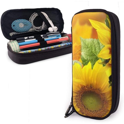 Trousse ¿¿ Crayons Jaune Tournesol Trousse ¿¿ Crayons Mignon Sac ¿¿ Crayons Grande Capacit¿¿ ¿¿Tui ¿¿ Crayons En Cuir Pour Sch