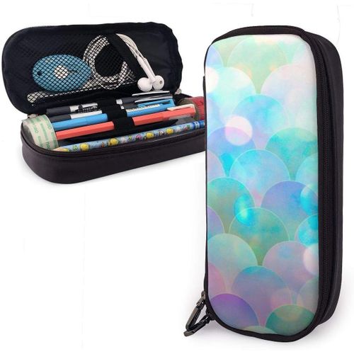 Trousse ¿¿ Crayons ¿¿Cailles De Poisson Scintillantes Organisateur Sac De Papeterie Grande Capacit¿¿ ¿¿Tui ¿¿ Crayons En Cuir Comp