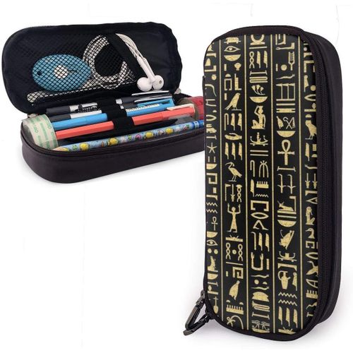 Pochette ¿¿ Crayons Symbole Ancien Noir Organisateur Sac De Papeterie ¿¿Tui ¿¿ Crayons En Cuir Imperm¿¿Able Mignon Sac ¿¿ Crayons