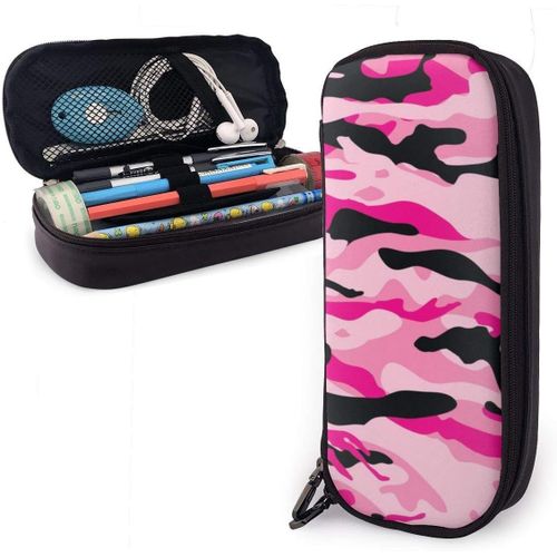 Trousse En Cuir Militaire Arm¿¿E Camouflage Camouflage Noir Rose Sac ¿¿ Crayons Double Fermeture ¿¿Clair Trousse ¿¿ Crayons L¿¿G¿¿R