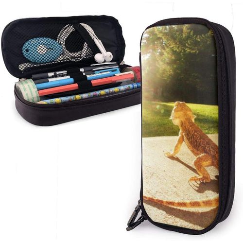 Trousse ¿¿ Crayons En Cuir Beard Dragon L¿¿Zard Trousse ¿¿ Crayons Grand ¿¿Tui ¿¿ Crayons Compartiments Organisateur Sac De Papete