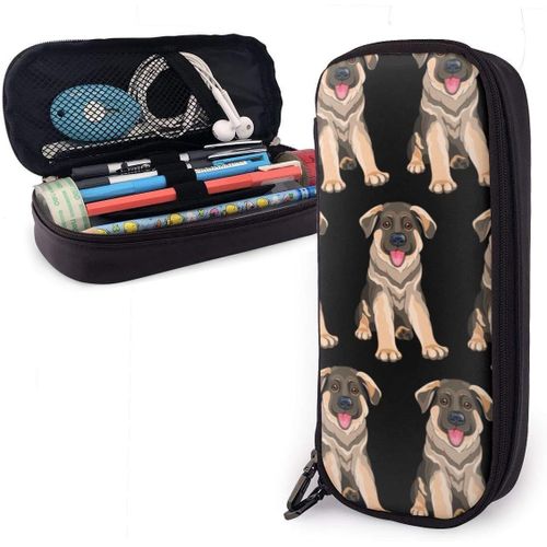 Trousse ¿¿ Crayons En Cuir Berger Allemand Chiot Chien Organisateur Sac De Papeterie Grande Capacit¿¿ Trousse ¿¿ Crayons Grande