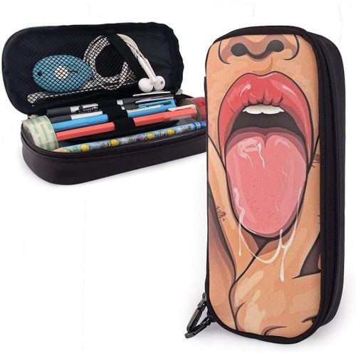 Grand Sac ¿¿ Stylos Belle ¿¿Cailles De Poisson Gris Anthracite Trousse En Cuir L¿¿Ger Organisateur Papeterie Sac Compartiments S