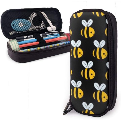 Organisateur Papeterie Sac Abeille Anim¿¿E Noir Trousse ¿¿ Crayons Compartiments Trousse ¿¿ Crayons En Cuir ¿¿Tanche Trousse