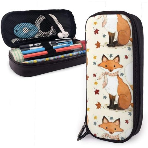 Organisateur Papeterie Sac Automne Renard Trousse Crayons Tanche Trousse Crayons En Cuir Léger Étui Crayons Pour