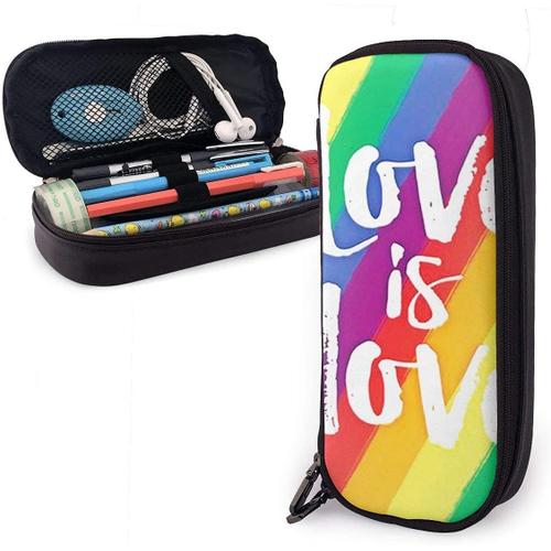 Trousse ¿¿ Crayons Lgbt Non-Binary Pride Rainbow Flag Colorful Love Pencil Bag Trousse En Cuir De Grande Capacit¿¿ Trousse