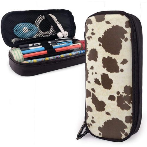 Organisateur Sac De Papeterie Vache Impression Trousse ¿¿ Crayons Dr?Le En Cuir Trousse Grande Capacit¿¿ Trousse ¿¿ Crayons