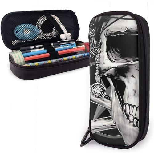 Grand Sac ¿¿ Stylos 3d Pirate Skull Noir ¿¿Tui ¿¿ Crayons ¿¿Tanche Organisateur Sac De Papeterie Grand ¿¿Tui ¿¿ Crayons En Cui