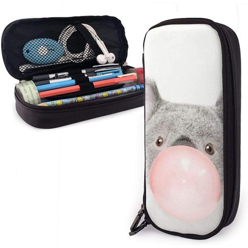 Sac De Papeterie Organisateur Bubble Gum Sneaky Chewing Koala Blanc Grand Sac ¿¿ Stylo Compartiments Trousse En Cuir Gran