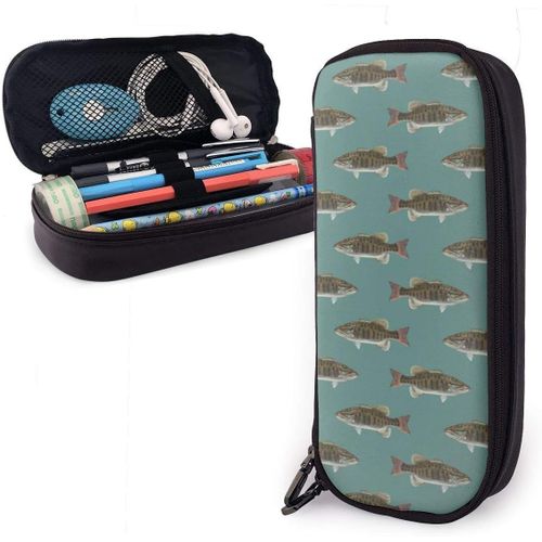 Trousse ¿¿ Crayons P¿ºche Poisson Bar Petite Bouche Lac Bleu Grands Lacs Trousse ¿¿ Crayons En Cuir Grande Capacit¿¿ Trousse