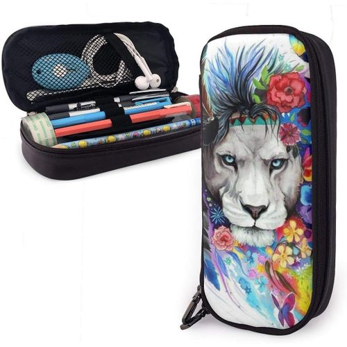 Trousse ¿¿ Crayons Color¿¿E Lion King Fleurs Floral Blanc Trousse ¿¿ Crayons En Cuir Grand Sac ¿¿ Crayons Organisateur ¿¿Tanc