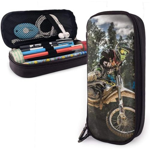 Organisateur Papeterie Sac Motocross Sport Moto V¿¿Hicule En Cuir Trousse Mignonne Trousse ¿¿ Crayons Grand Grand Sac ¿¿ St