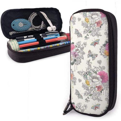Trousse ¿¿ Crayons Papillon Floral Sugar Skull Organisateur Sac De Papeterie Mignon Grand Sac ¿¿ Stylos Pochette ¿¿ Crayons