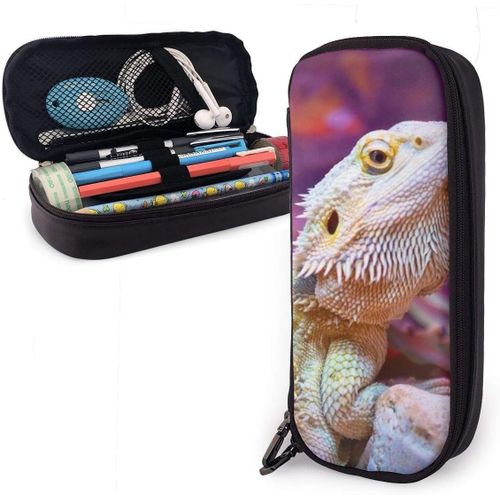 Trousse ¿¿ Crayons Cool Bearded Dragon L¿¿Zards Violet Organisateur Sac De Papeterie Double Fermetures ¿¿ Glissi¿¿Re Grand S
