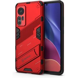 Coque Pour Xiaomi 12 5g/Xiaomi 12x 5g/Xiaomi 12s 5g Double Couche Renforcée Défense Tpu Silicone Antichoc Armure Housse Étui Avec Invisible Bracket Et Support Rouge