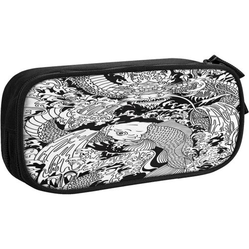Trousse Dragon Poisson Carpe Poisson Qui, Grande Capacité Grande Pochette Porte-Stylo