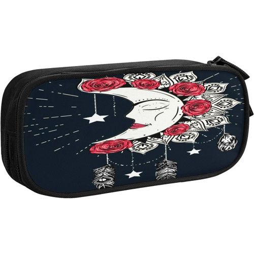 Trousse À Crayons Moon Mandala Dreamcatcher Plumes, Grande Capacité Grande Pochette Porte-Stylo