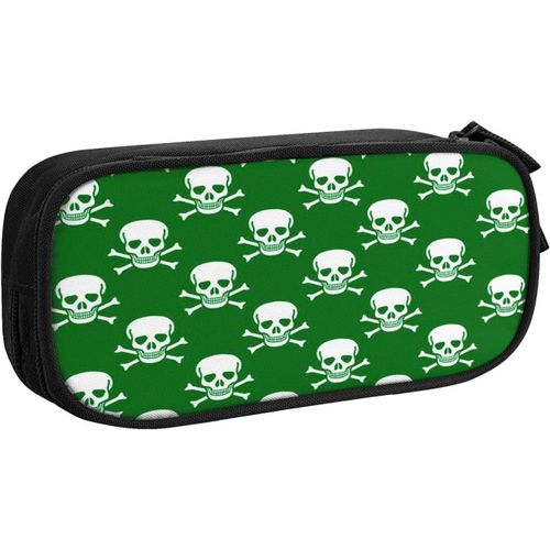 Trousse À Crayons Orange Pirate Skull Bones, Grande Capacité Grande Pochette Porte-Stylo
