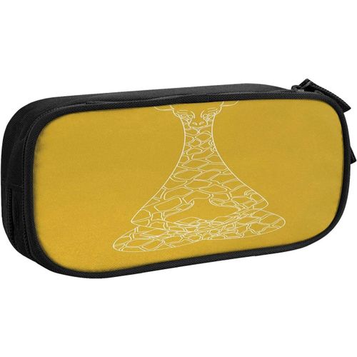 Trousse Animaux Girafe Papillon Jaune Grande Capacité Grande Pochette Porte Stylo