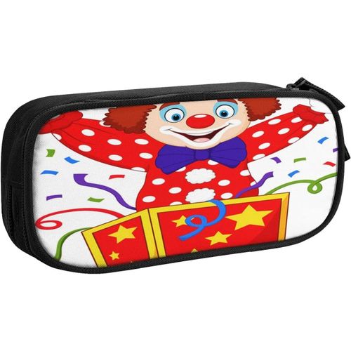 Trousse À Crayons Clown De Dessin Animé De Cirque Sautant Dehors, Grande Capacité Grande Pochette Porte-Stylo