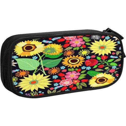 Trousse À Crayons Dessin Animé Champ De Tournesol, Grande Capacité Grande Pochette Porte-Stylo