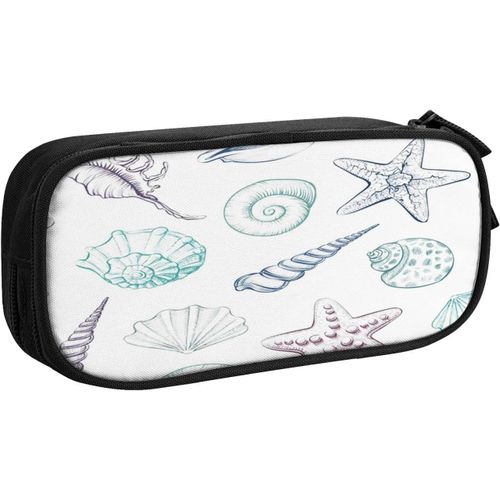Trousse À Crayons Créatures Marines Hippocampe Crabe Poisson, Grande Capacité Grande Pochette Porte-Stylo