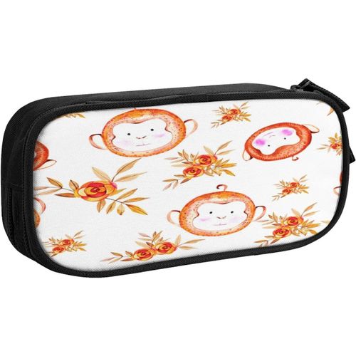 Trousse Singe Année Animal, Grande Capacité Grande Pochette Porte-Stylo