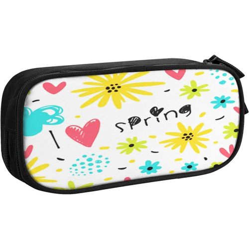 Trousse À Crayons Ours Faces Pandas Gris, Grande Capacité Grande Pochette Porte-Stylo